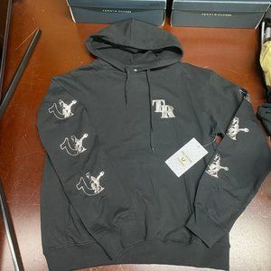 True Religion Mens Black Lounge Wear Long Sleeve Pockets Pullover Hoodie Sz L S